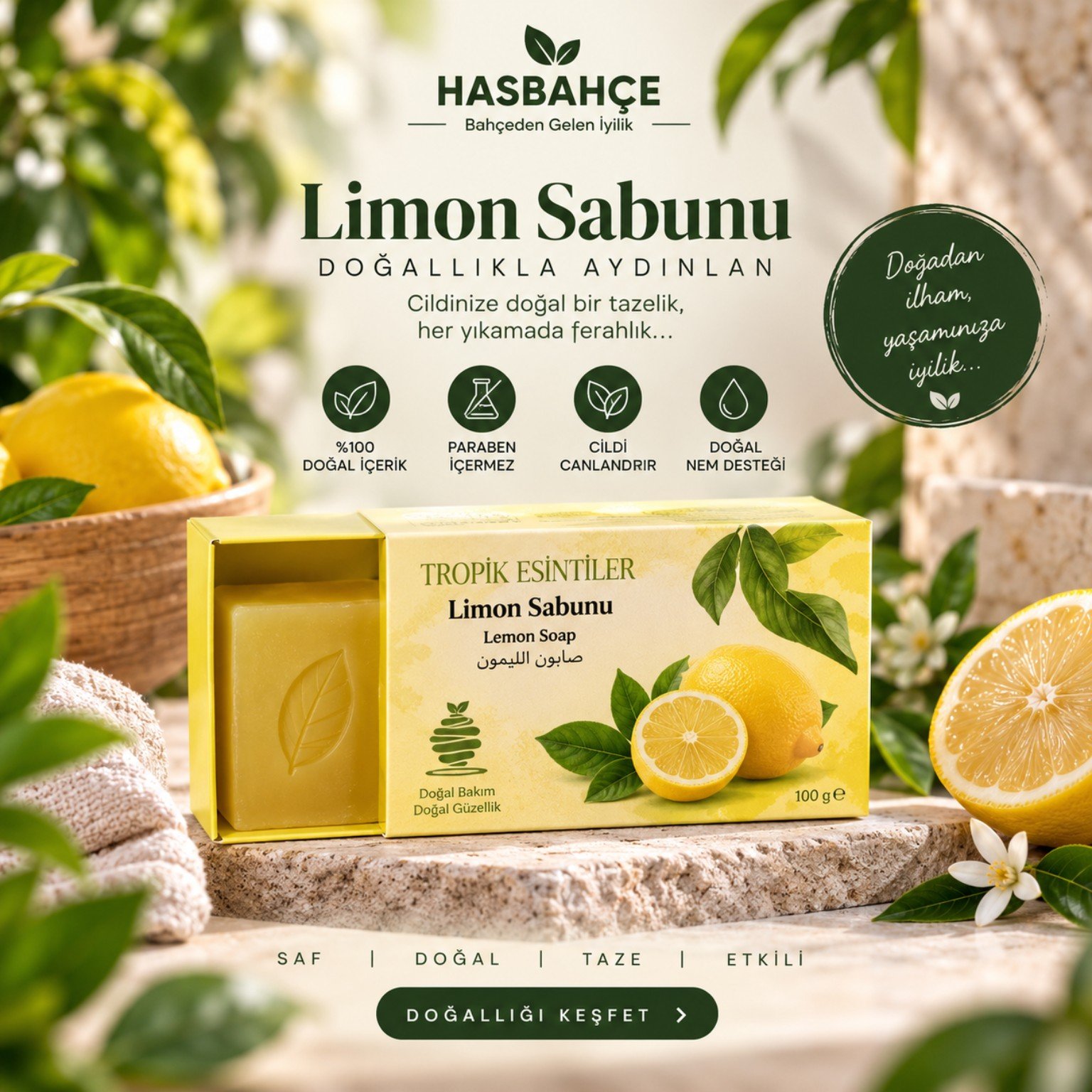 HASBAHÇE Limon Sabunu 100 g ürün görseli