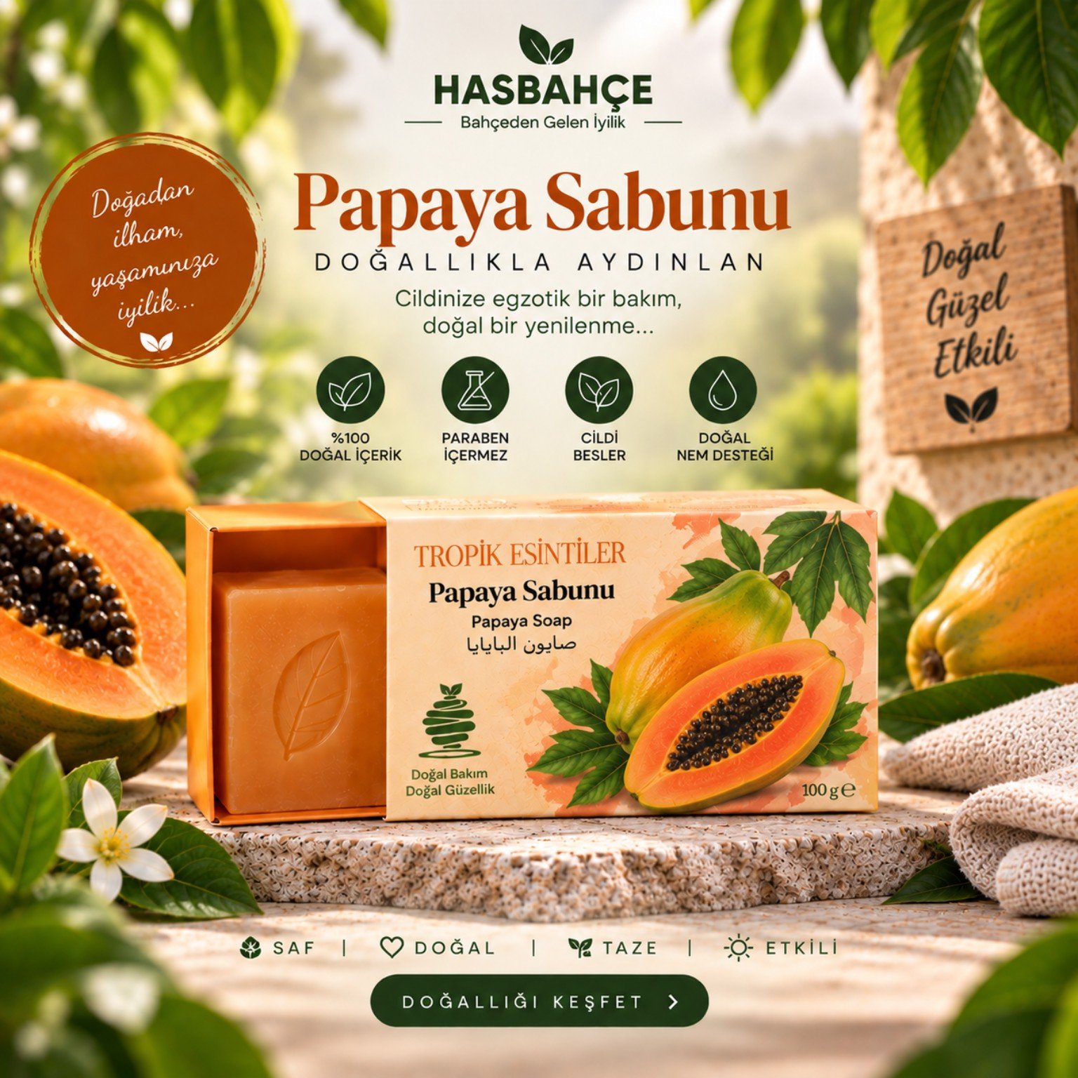 HASBAHÇE Papaya Sabunu 100 g ürün görseli
