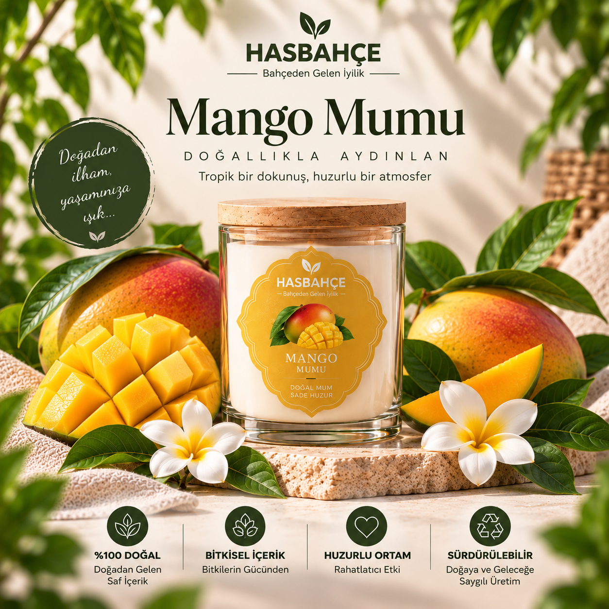 Mango Premium Kokulu Mum 220 ml ürün illüstrasyonu