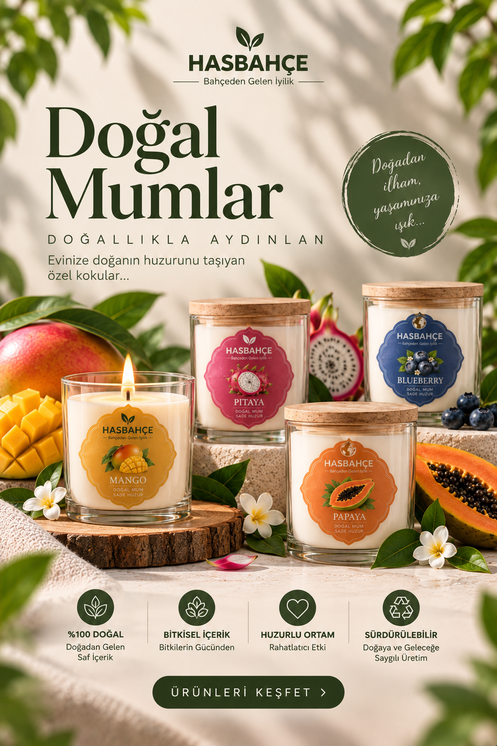 Premium kokulu mumlar ürün grubu